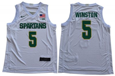 Men Cassius Winston Michigan State Spartans #5 Nike NCAA White Authentic College Stitched Basketball Jersey NR50S10RH